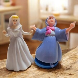 Cinderella And Fairy Godmother Figurines, 3" Disney